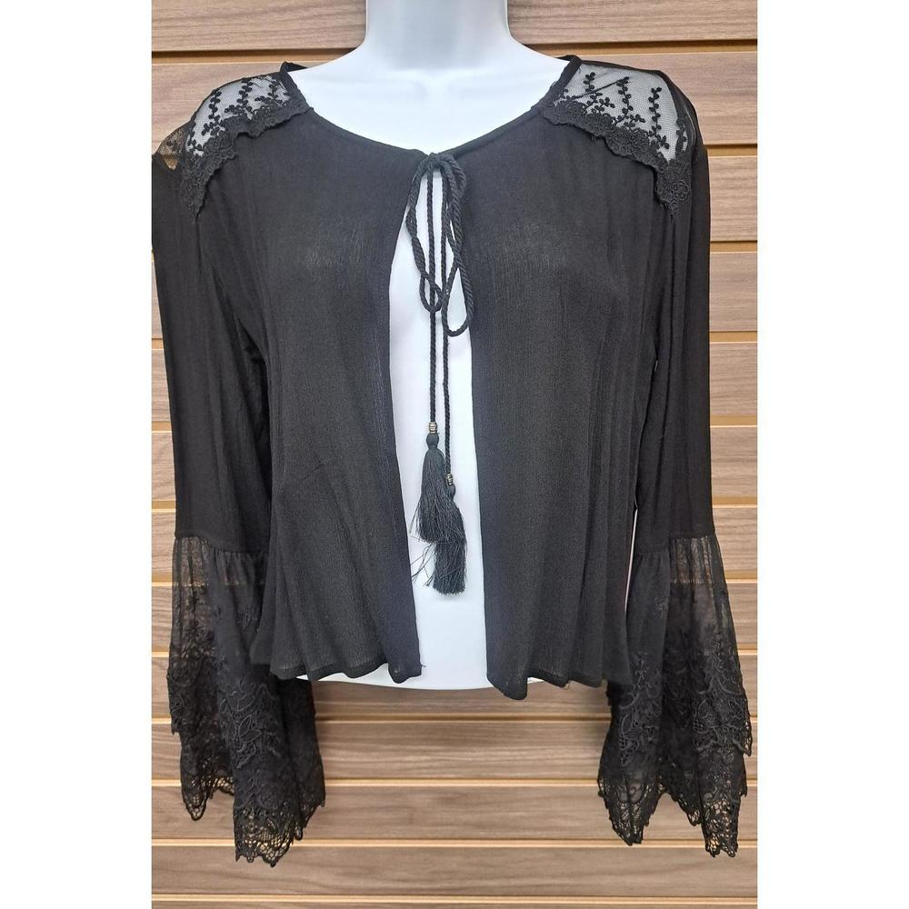 NEW ONETHELAND women's lace tied cardigan in black